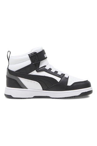 Puma Rebound V6 Mid AC+ PS Kinder-Sneaker in Schwarz und Weiß