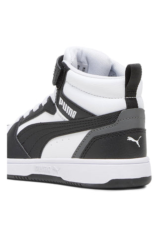 Puma Rebound V6 Mid AC+ PS Kinder-Sneaker in Schwarz und Weiß
