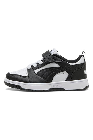 Puma Rebound V6 Lo AC+ PS Sneaker mit Klettverschluss in Schwarz und Weiß