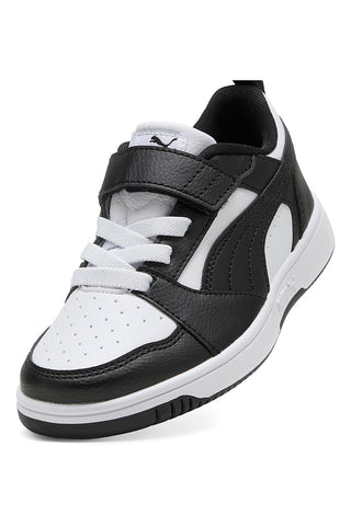 Puma Rebound V6 Lo AC+ PS Sneaker mit Klettverschluss in Schwarz und Weiß