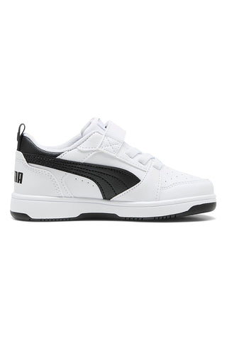 Sneakers bambino bianche e nere Puma Rebound V6 Lo AC+ PS