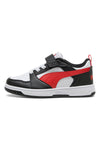 Puma Rebound V6 Lo AC+ PS Low-Top-Sneaker mit Klettverschluss in Weiß, Schwarz und Rot