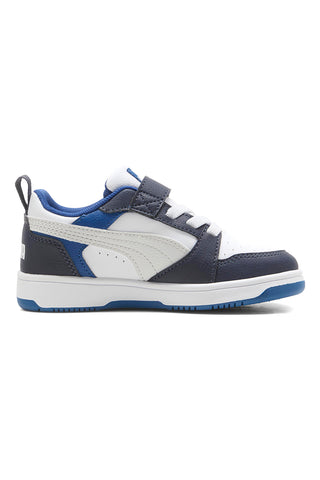 Puma Rebound V6 Lo AC+ PS Weiß/Marineblau Low-Top-Sneaker mit Klettverschluss