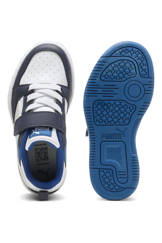 Puma Rebound V6 Lo AC+ PS Weiß/Marineblau Low-Top-Sneaker mit Klettverschluss