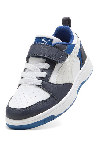 Puma Rebound V6 Lo AC+ PS Weiß/Marineblau Low-Top-Sneaker mit Klettverschluss
