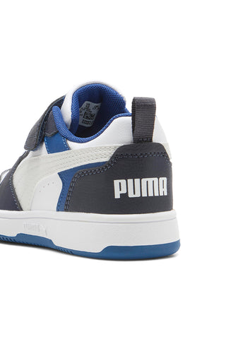 Puma Rebound V6 Lo AC+ PS Weiß/Marineblau Low-Top-Sneaker mit Klettverschluss
