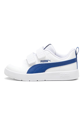 Weiße Sneakers mit blauen Details und doppeltem Klettverschluss Puma Courtflex v3