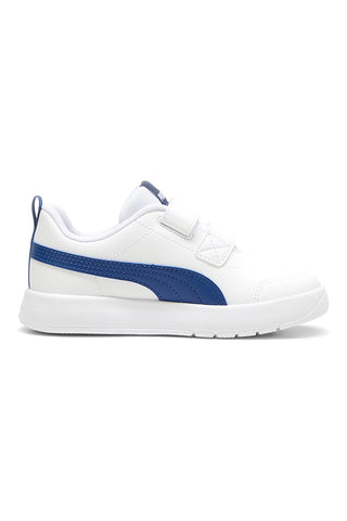 Sneakers bianche con dettagli blu e doppio strappo Puma Courtflex v3