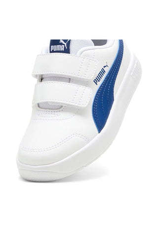 Sneakers bianche con dettagli blu e doppio strappo Puma Courtflex v3