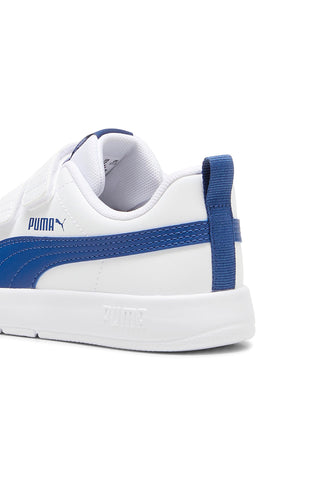 Weiße Sneakers mit blauen Details und doppeltem Klettverschluss Puma Courtflex v3
