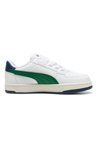 Puma Caven 2 Retro AC + PS Weiße Sneaker mit grünen Details für Kinder mit Klettverschluss