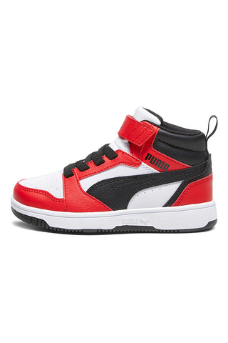 Sneakers bianche e rosse mid Puma Rebound V6 Mid AC+ PS