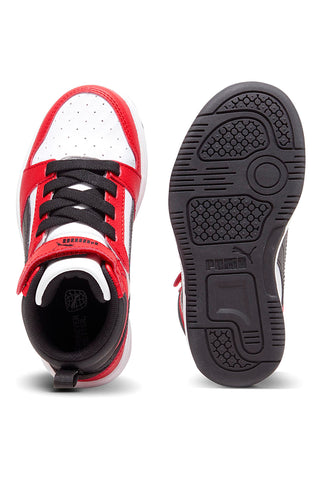 Sneakers bianche e rosse mid Puma Rebound V6 Mid AC+ PS