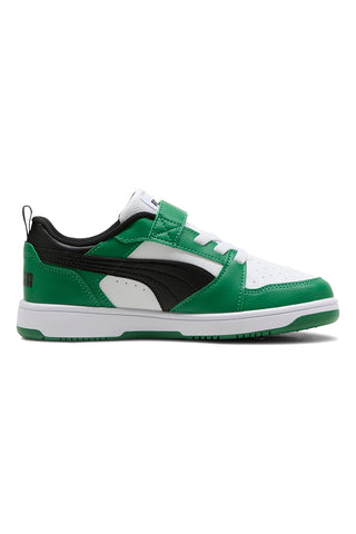 Puma Rebound V6 Lo AC+ PS – Low-Top-Sneaker mit Klettverschluss in Weiß, Grün und Schwarz