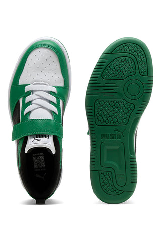 Puma Rebound V6 Lo AC+ PS – Low-Top-Sneaker mit Klettverschluss in Weiß, Grün und Schwarz