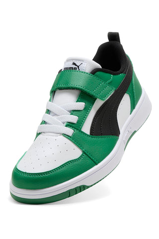 Puma Rebound V6 Lo AC+ PS – Low-Top-Sneaker mit Klettverschluss in Weiß, Grün und Schwarz