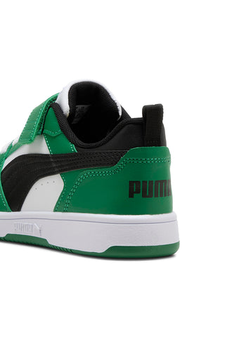 Puma Rebound V6 Lo AC+ PS – Low-Top-Sneaker mit Klettverschluss in Weiß, Grün und Schwarz