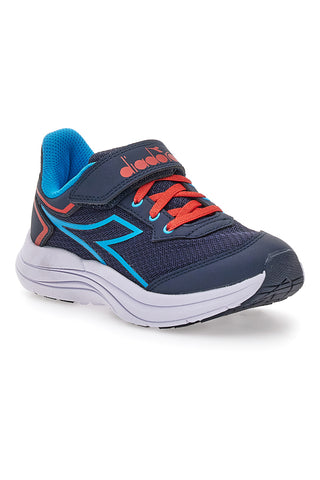 Diadora SNIPE 3 JR blaue Sportschuhe mit roten Details und Klettverschluss