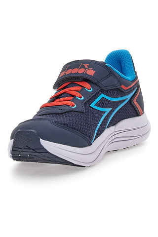 Diadora SNIPE 3 JR blaue Sportschuhe mit roten Details und Klettverschluss