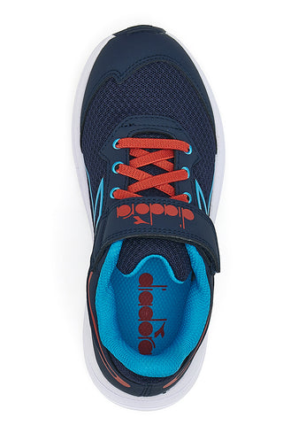 Diadora SNIPE 3 JR blaue Sportschuhe mit roten Details und Klettverschluss