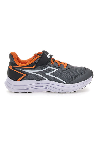 Diadora SNIPE 3 JR graue Sportschuhe mit orangefarbenen Details und Klettverschluss