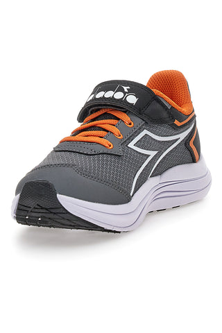 Scarpe sportive grigie con dettagli arancioni e chiusura a strappo Diadora SNIPE 3 JR