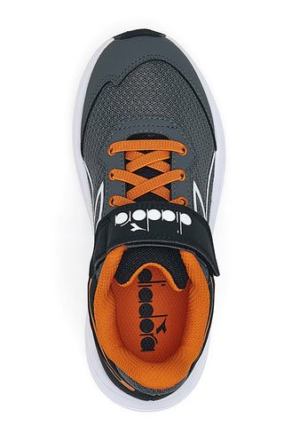Scarpe sportive grigie con dettagli arancioni e chiusura a strappo Diadora SNIPE 3 JR