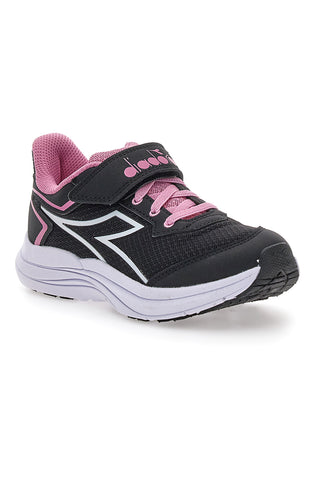 Scarpe sportive nere con dettagli rosa e chiusura a strappo Diadora SNIPE 3 JR
