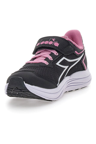 Scarpe sportive nere con dettagli rosa e chiusura a strappo Diadora SNIPE 3 JR