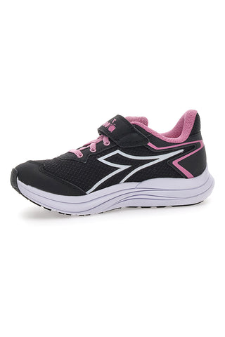 Scarpe sportive nere con dettagli rosa e chiusura a strappo Diadora SNIPE 3 JR