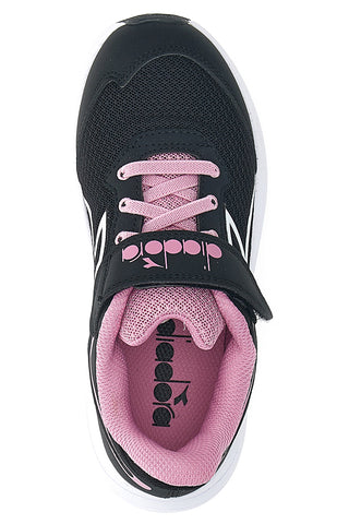 Scarpe sportive nere con dettagli rosa e chiusura a strappo Diadora SNIPE 3 JR