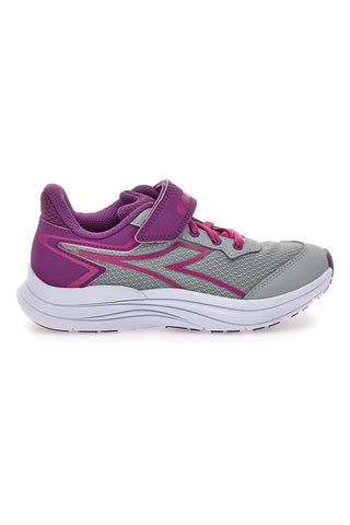 Diadora Snipe 3 JR – Sportliche Sneakers in Grau und Fuchsia mit Klettverschluss