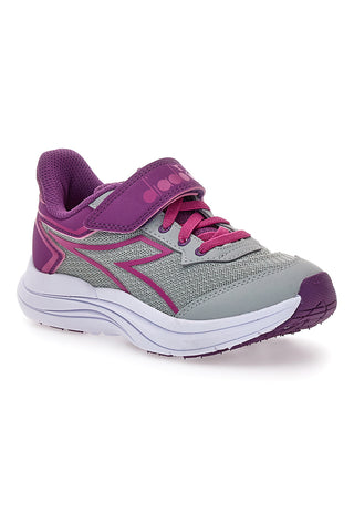 Diadora Snipe 3 JR – Sportliche Sneakers in Grau und Fuchsia mit Klettverschluss