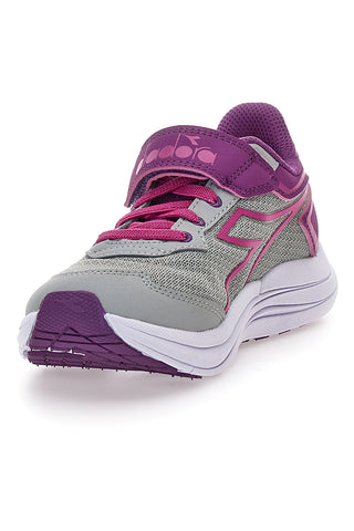 Diadora Snipe 3 JR – Sportliche Sneakers in Grau und Fuchsia mit Klettverschluss