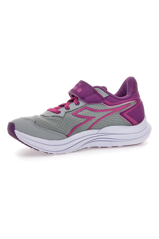 Diadora Snipe 3 JR – Sportliche Sneakers in Grau und Fuchsia mit Klettverschluss