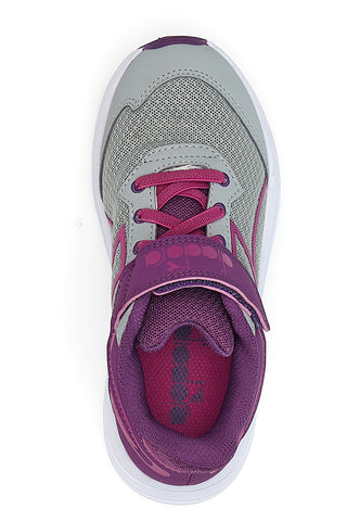 Diadora Snipe 3 JR – Sportliche Sneakers in Grau und Fuchsia mit Klettverschluss