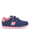 Sneakers blu con dettagli rosa e velcro New Balance 500