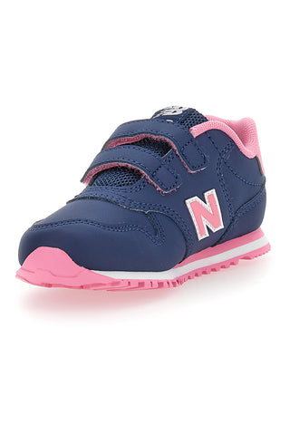 Sneakers blu con dettagli rosa e velcro New Balance 500
