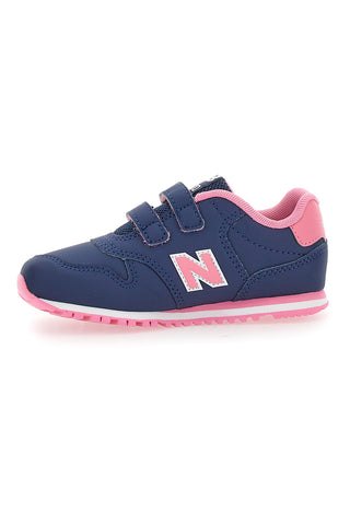 Sneakers blu con dettagli rosa e velcro New Balance 500