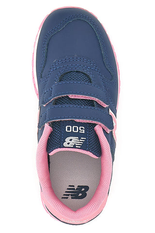 Sneakers blu con dettagli rosa e velcro New Balance 500