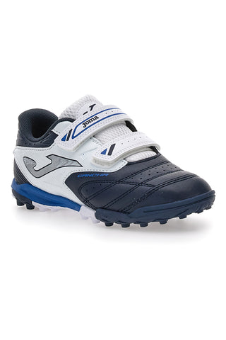 Scarpe da calcetto blu e bianche con doppio strappo Joma Cancha JR 2503