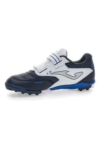 Scarpe da calcetto blu e bianche con doppio strappo Joma Cancha JR 2503