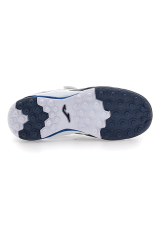 Scarpe da calcetto blu e bianche con doppio strappo Joma Cancha JR 2503