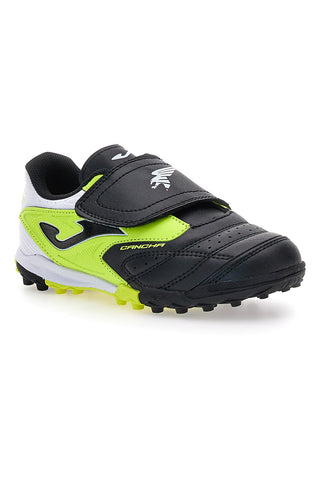 Scarpe da calcetto nere e giallo fluo con chiusura a strappo Joma CANCHA JR 2501
