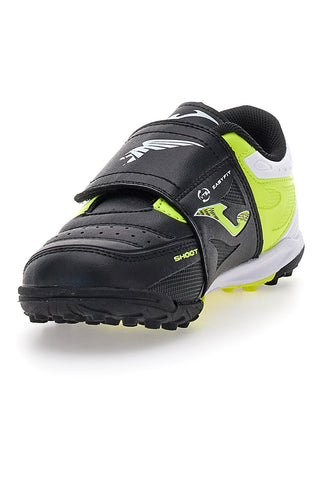 Scarpe da calcetto nere e giallo fluo con chiusura a strappo Joma CANCHA JR 2501