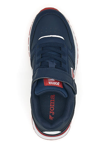 Joma Tornado JR 2503 blaue Sneakers mit roten Details und Klettverschluss