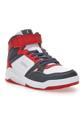 Sneakers basket bianche rosse alte Joma J Platea Mid Jr 2406 da Bimbi