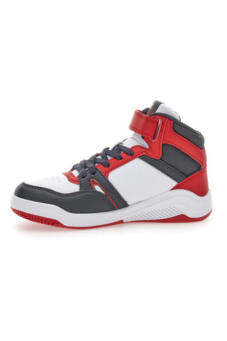 Sneakers basket bianche rosse alte Joma J Platea Mid Jr 2406 da Bimbi
