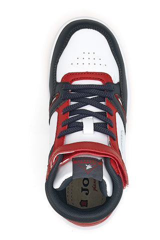 Sneakers basket bianche rosse alte Joma J Platea Mid Jr 2406 da Bimbi