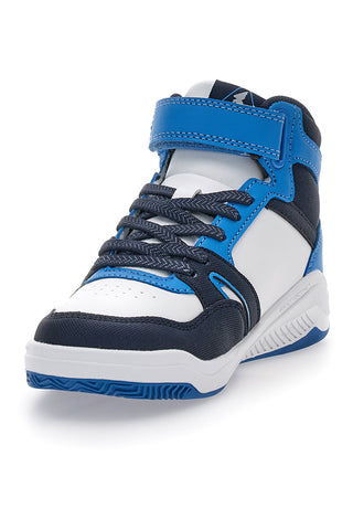 Joma Platea Mid Jr – weiße und blaue Mid-Cut-Sneaker mit Klettverschluss